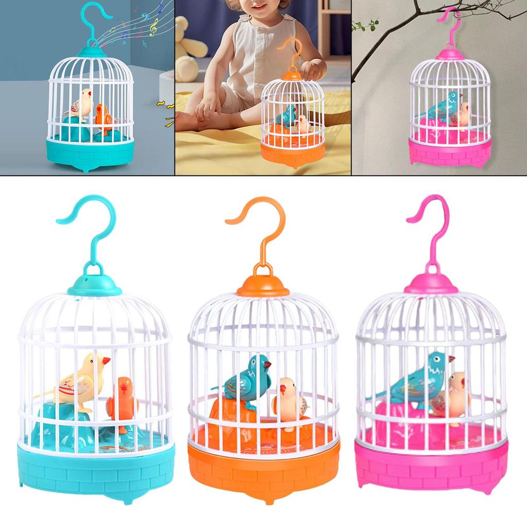 Toy Mini Simulation Animal Chirping Bird Musical Parrot Cage with Realistic Movement And Soft