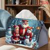 2D Flat 1pc, Tissue Box. Christmas Snow Scene Pattern Napkin Dispenser, Reusable, Daily Desktop Tissue Organizer, Suitable for Kitchen Living Room Bed