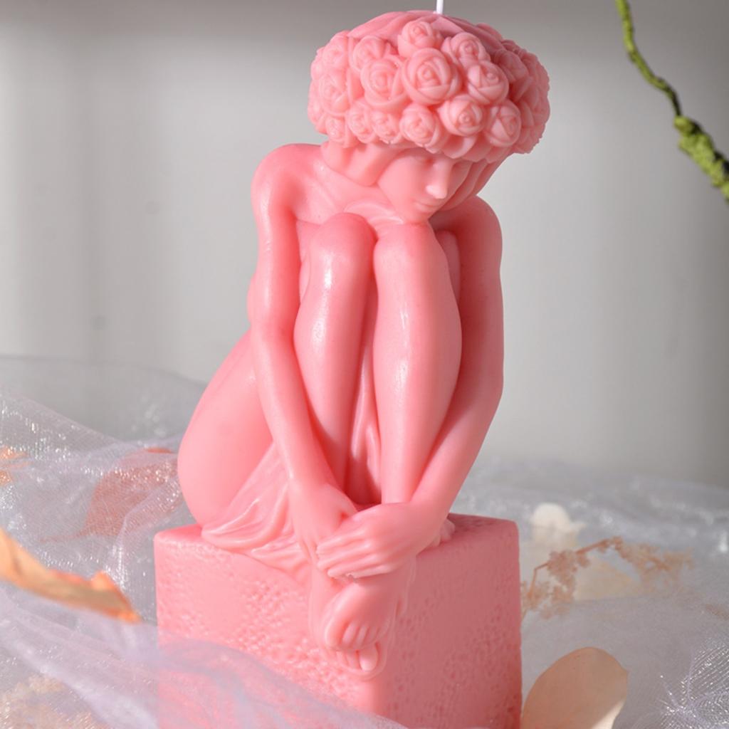 3D forma na novomanželskou svíčku s motivem růže, květu, vlasů pro dívky, sádrové silikonové formy, svatební, rodinné, dárkové, ke Dni matek, domácí vonná ozdoba