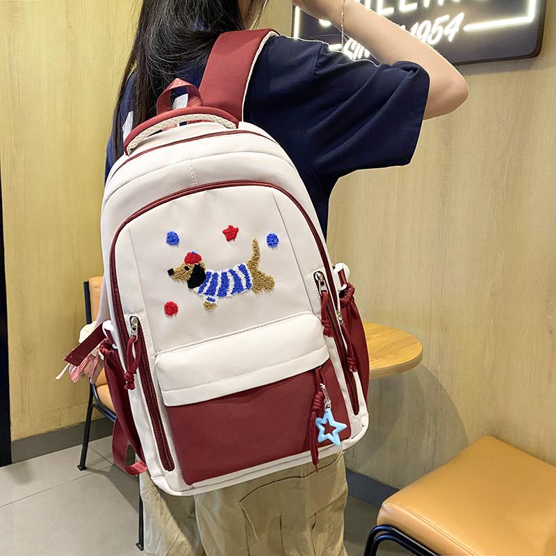 Cartoon-Rucksack mit Kontrastfarbe für Mittelschüler, leichter Schulrucksack, Damenrucksack mit großem Fassungsvermögen
