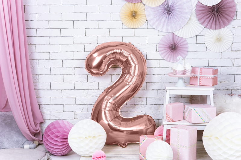 Balon Foliowy Cyfra "2" Różowe Złoto 86 Cm