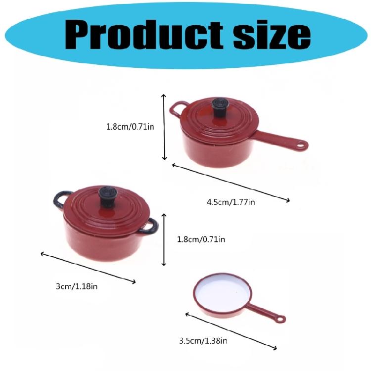 Cooking Pot Pan Enamel Cookware Set Miniature Kitchenware For Doll House Scene Display Accessory Craft Model Supply
