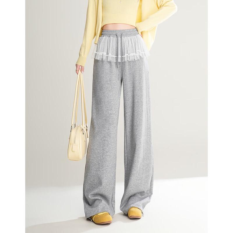 Bailuyu Women s Straight-Leg Elastic Waist Casual Pants S