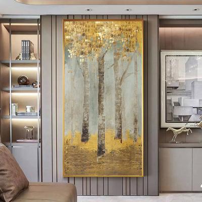 Décor à la maison impression doré abstrait arbre peinture style nordique photo mur art modulaire toile affiche moderne pour fond de chevet sans cadre