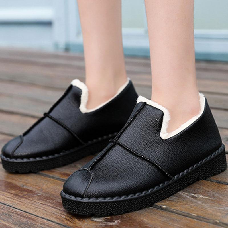 

Зимняя женская хлопковая обувь, водонепроницаемая хлопковая обувь из искусственной кожи, теплая рабочая обувь из бархата, хлопковые ботинки и туфли на толстой подошве 36 чёрный