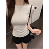 Basic Style Silm Pullover Tops round Neck Short Sleeve T-shirt