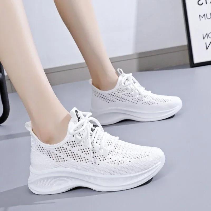 Women Running Sneakers Casual Flat Shoes Female Wedges Shoes Women Summer Mesh Breathable Woman Vulcanize Footwear
