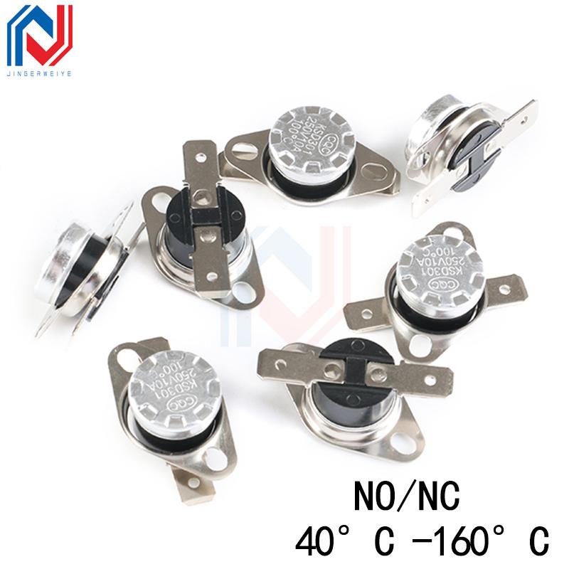 2Pcs KSD301 250V 10A 40~160 Degree Ceramic Normally Open/Normally Closed Temperature Switch Thermostat 40 70 80 90 100 110