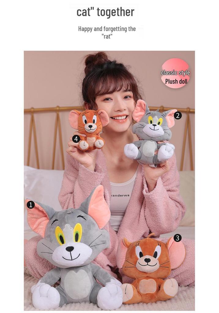 Warner Bros. Tom und Jerry Plüschtier - Klassische Graue Tom Katze & Jerry Maus Anime Puppenfigur