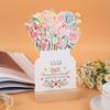 New 2026 Card Insert Desk Calendar Monthly Planner Organizer Bloomy Flowers Mini Calendar Wooden Base Home Office Tabledesk