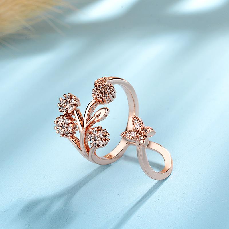 Lindon Classic Copper Alloy Zircon Ring Ladies Jewelry Wedding Promise Party Gift
