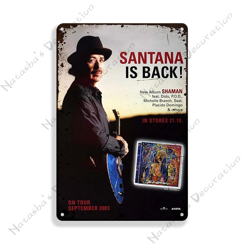 Santana Poster Dekorative Platte Rockmusik Metallposter Garage Club Metall Blechschild Metallplakette Wandplatte Man Cave Wanddeko