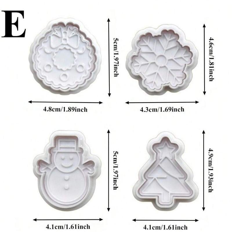 Christmas 3D Cookie Cake Plunger Cutter Santa Claus Snowman Elk Cookie Stamp for Biscuits Fondant Sugarcraft Decor Baking Tools