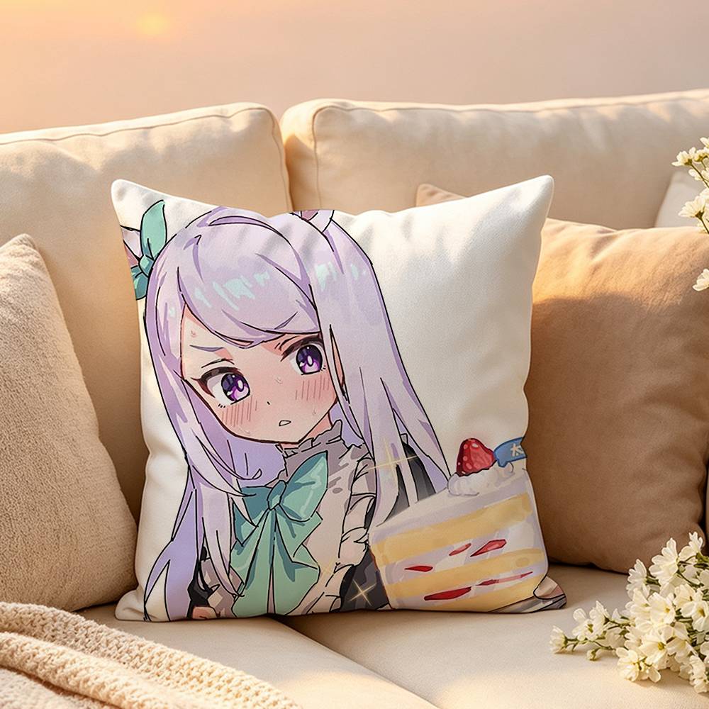 Cute Mejiro Mcqueen Uma Musume Pillow Case Pattern Printed Pillowcase For Living Room Sofa Cushion Cover