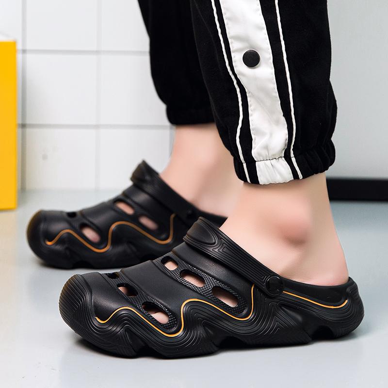2 in 1 Fashion Men's Sandals Lightweight EVA Garden Shoes Indoor Outdoor Clogs Slippers Breathable Wading Shoes