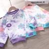 Girls Gradient Floral Print Long Sleeve Sweatshirt Casual Loose Round Neck Top For Spring Autumn