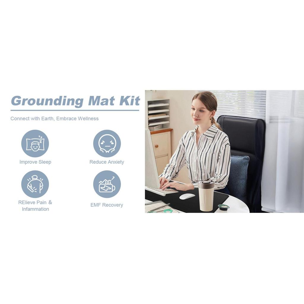 Grounding Mat for Sleep & Energy Balance, Earth Connected with 15ft Cord, Home Office Yoga, 23.6"x35.5" Durable Comfort Grounding Pad