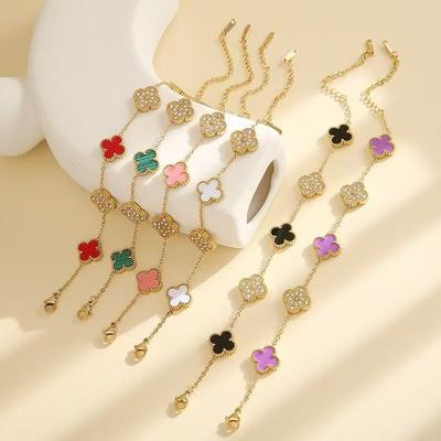 Non Fading Titanium Steel Clover Bracelet 18K Gold Fashionable Charm Bracelet with European and American Style Five Flower Bracelet