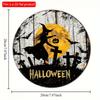 2d Flat 20*20cm, Halloween Popular Home Decoration, Halloween Witch Circular Wooden Logo Creative Decorative Board, for Home, Club, Bar Decor.