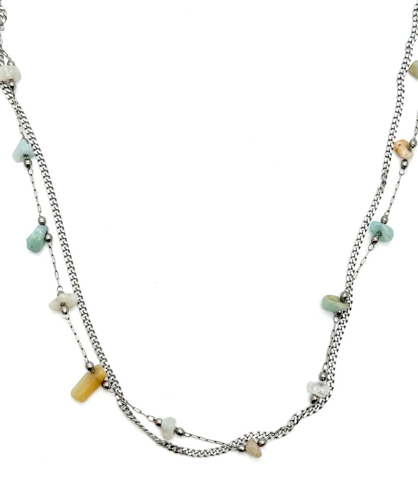 Monoflux Drift Stone Wave Double Chain Necklace