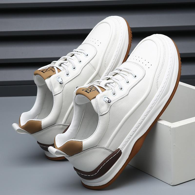 Summer hollow white shoes men's punched men's shoes casual leather shoes men's thick-soled versatile leather breathable board shoes tide