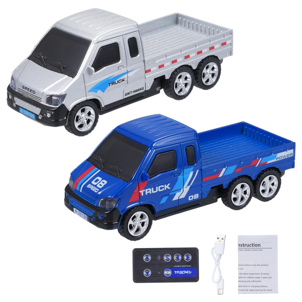 Mini Remote Control Truck, 2.4Ghz Alloy Electric Vehicle with Lights, App Controlled Toy for Boys Ki