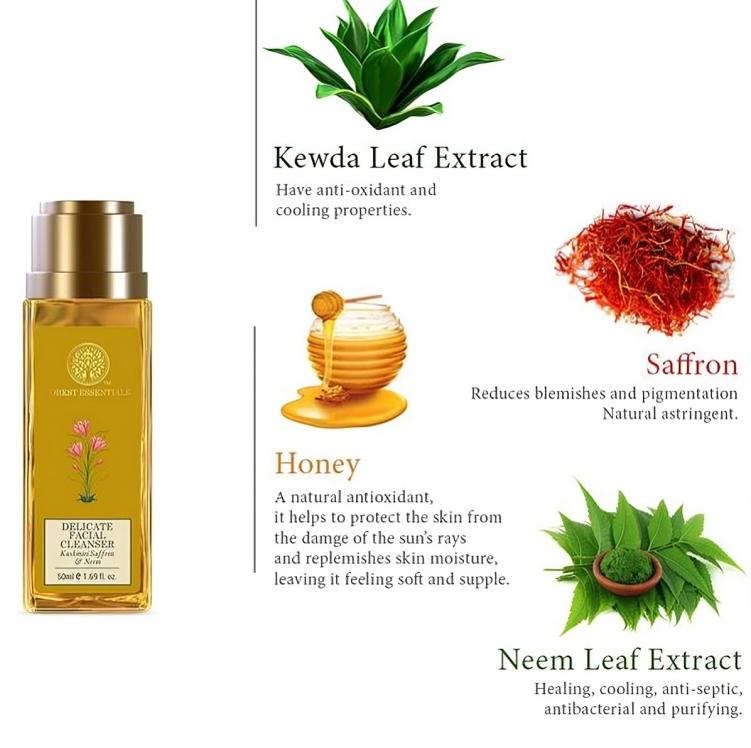 Forest Essentials Delikater Gesichtsreiniger mit Kaschmir-Safran & Neem 50ml
