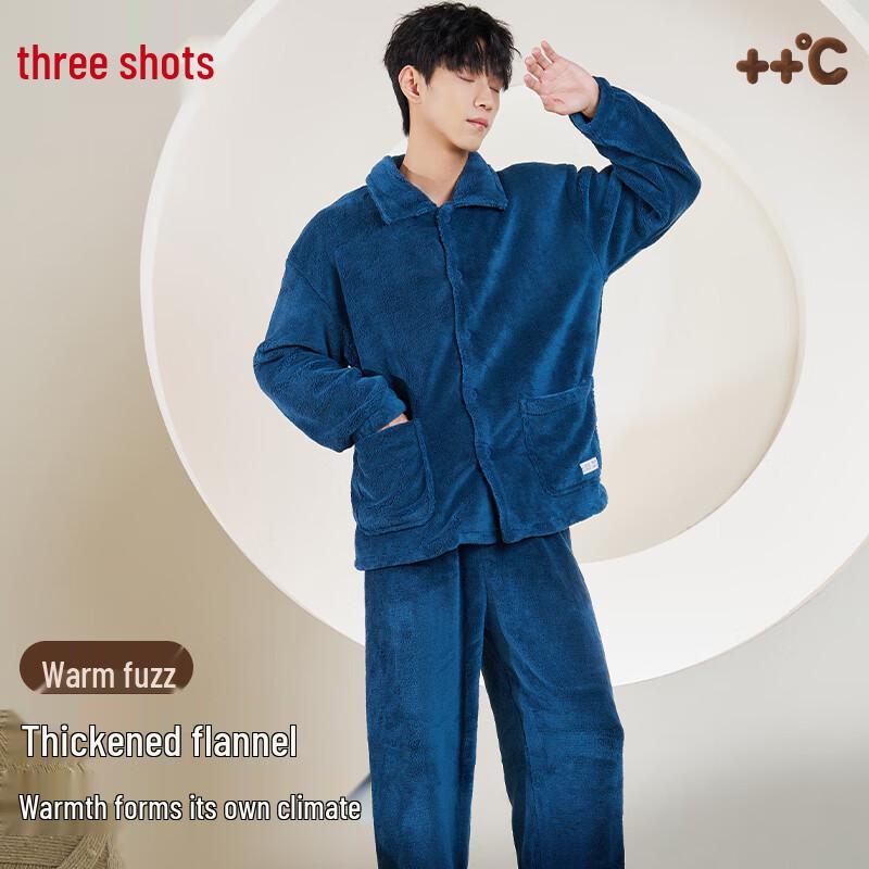 Men s Winter Warm Flannel Pajama Set 2XL