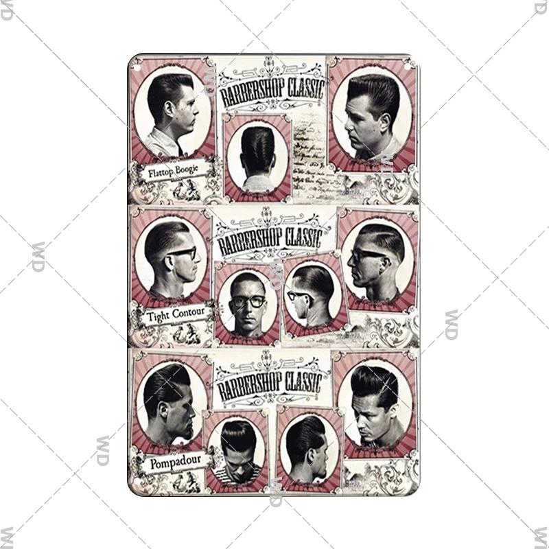Classic Barber Shop Vintage Tin Signs Decorative Metal Plaque Metal Retro Wall Plates Salon Haircut and Shave Poster Wall Decor