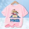 Doraemon Colorful T-shirt Printed Short-sleeved Outdoor Simple Comfortable Pullover Tops Summer Clothes Casuals Round Neck Shirt
