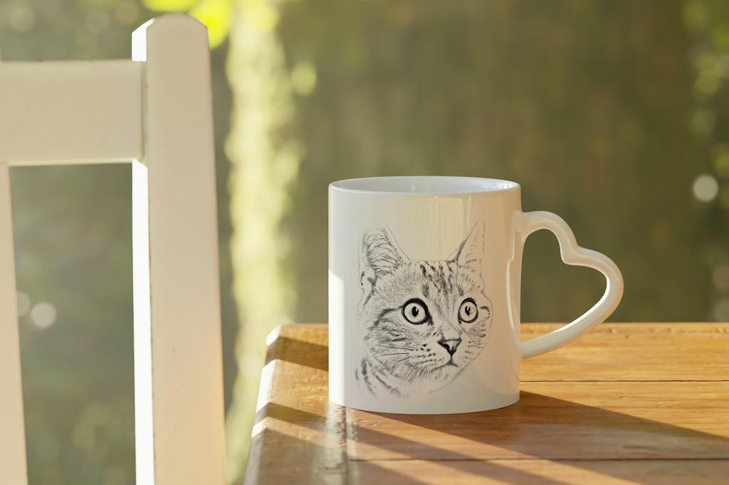 American Shorthair - Cat Mug, Adorable Heart-shaped Handle Mug, Universal Gift from Art-Dog Brand