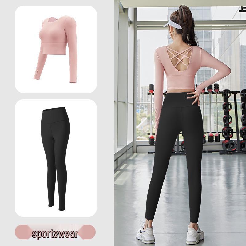 Autumn Quick-Dry Yoga Suit with Chest Pads - Seamless Slimming Long Sleeve Top for Women