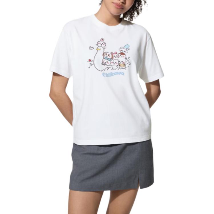 Uniqlo × Chiikawa Collaboration UT Series Loose Fit Round Neck Drop Shoulder Daily Cartoon Print T-Shirt Women tops 483261-00
