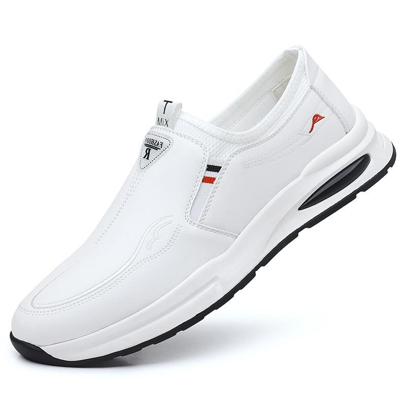 Men s shoes spring new casual shoes one-pedal non-slip driving shoes versatile medium dad men s leather shoes 38 белый