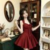 Rose French Life Four-meter Skirt Bow Sleeveless Waist Dress Skinny Slightly Red Dress
