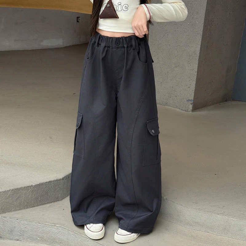 2025 Locker geschnittene Cargohosen für Mädchen: Vielseitige, trendige gerade Hose für Frühling & Herbst