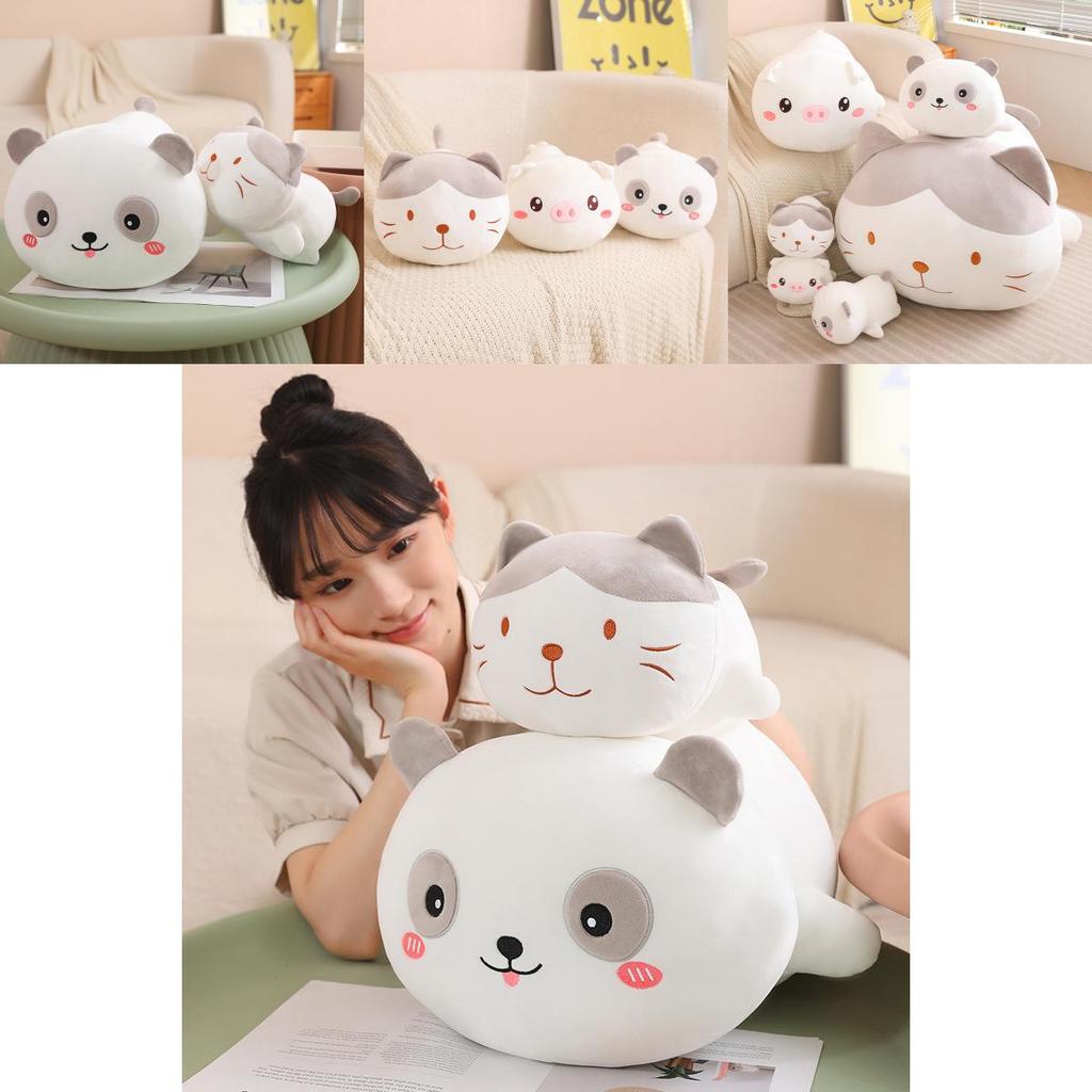 Adorable Dingding Series Plush Pillow Soft Cartoon Stuffed Toy For Girls Panda And Pig