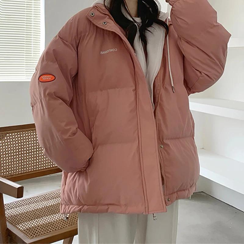 Giacca da donna finta due pezzi con cappuccio imbottita in cotone ispessita ampia calda casual parka autunno inverno cerniera giacca da donna in piumino