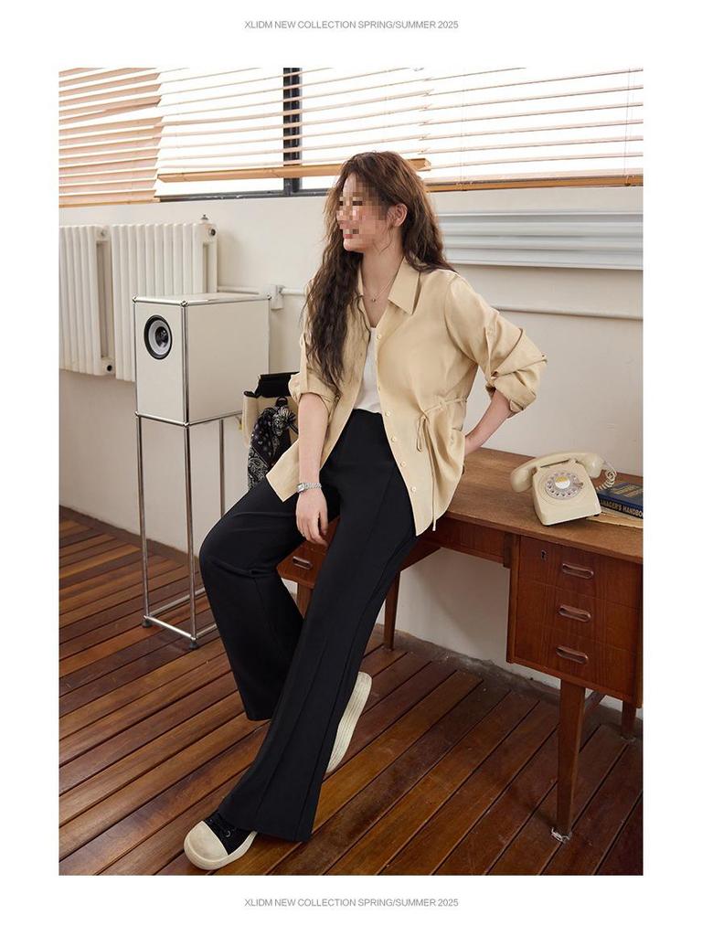 Xiao Li Plus Size Women's Stretch Supermodel Pants: Slimming, Flattering Micro Flare for Versatile, Casual Wear