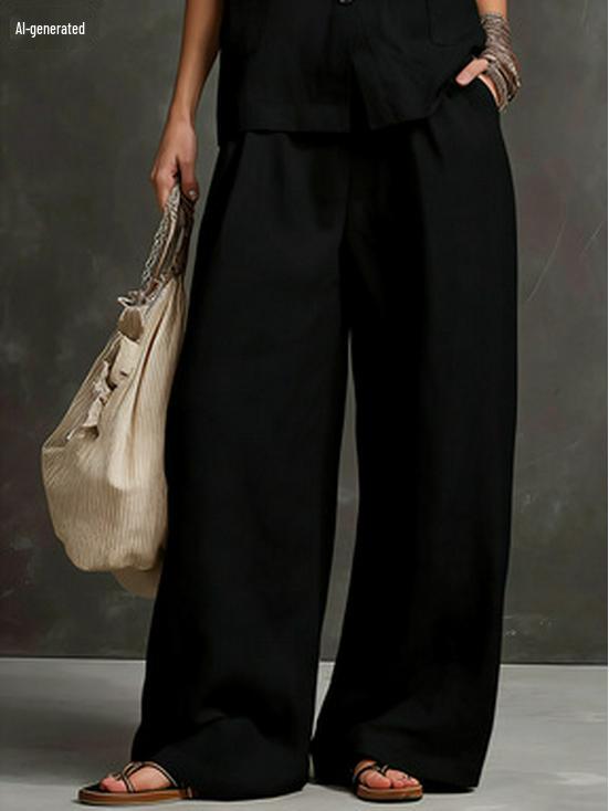 2026 European-American Linen Summer Set: Sleeveless Vest + Wide-Leg Pants - Gentle, Effortless Style