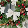 Christmas Floral Arrangement Bows 4Pcs Glitter Bow, Sparkling Ribbon Hanging Ornament for Tree Front Door Wreath, Festive Holiday Home Party