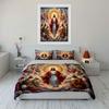 Set Biancheria da Letto Religioso Gesù Cristo Angelo Celeste 3pz Morbido Set Biancheria Amico della Pelle Include 1 Copripiumino e 2 Federe Regalo