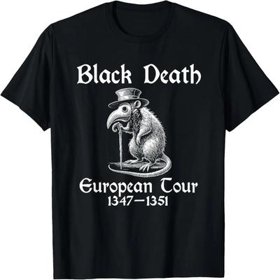 Europejska Trasa Czarna Śmierć Grafika Średniowieczne Plagi Stroje T-Shirt