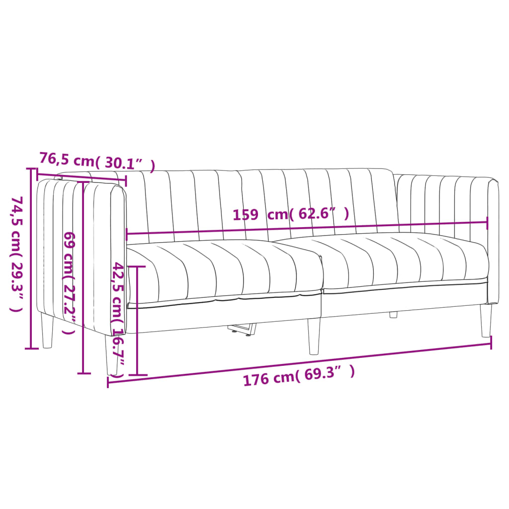 3 Piece Sofa Set Black Fabric