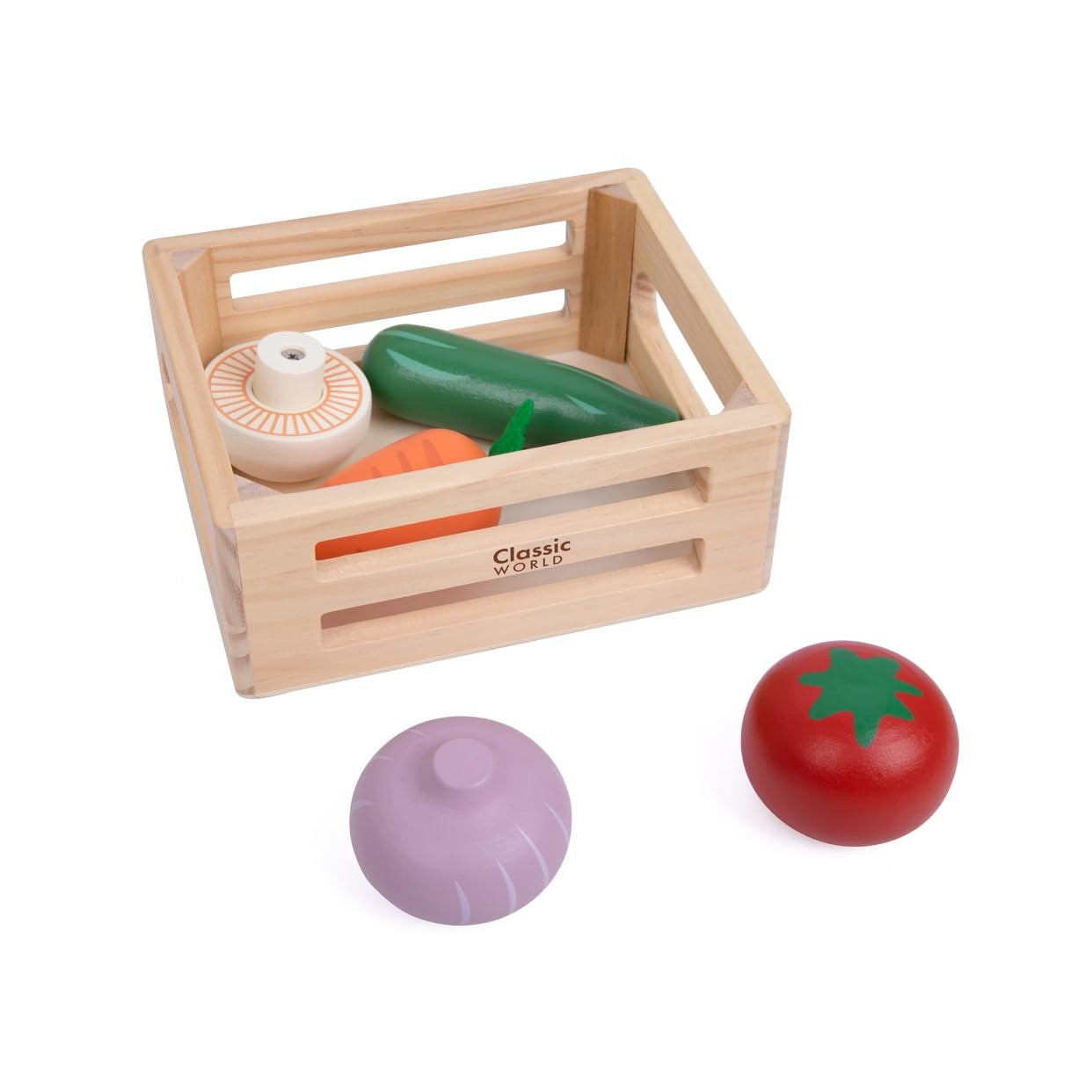 

Classic World Vegetable Basket - Wooden Toy for Pretend Play, Educational Toy for Ages 1.5, 2, 3, 4 - Perfect Gift for Birthdays, Baby Showers, Christ