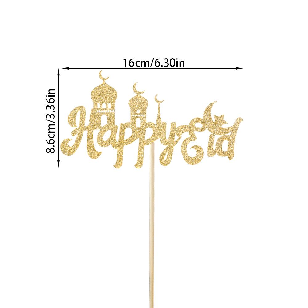 Eid Mubarak Cake Toppers Glitter Golden Ramadan Kareem Cupcake Decoration Eid AL Adha Gifts Muslim Islamic party cake decoration
