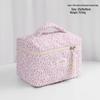 High-Capacity Quilted Floral Cosmetic Handbag
