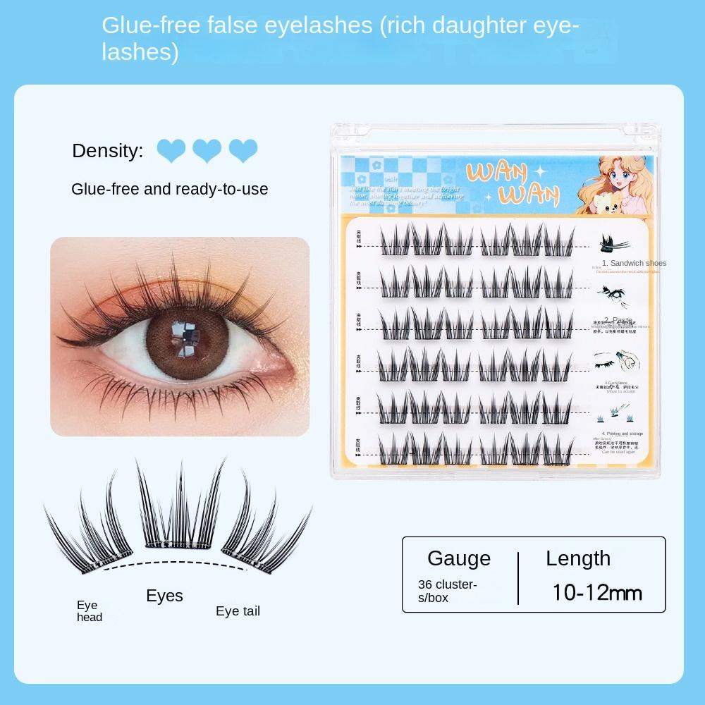Makeup Adhesive False Eyelashes DIY Glue Free Fake Lashes Self-adhesive Lash Clusters  Makeup Tool