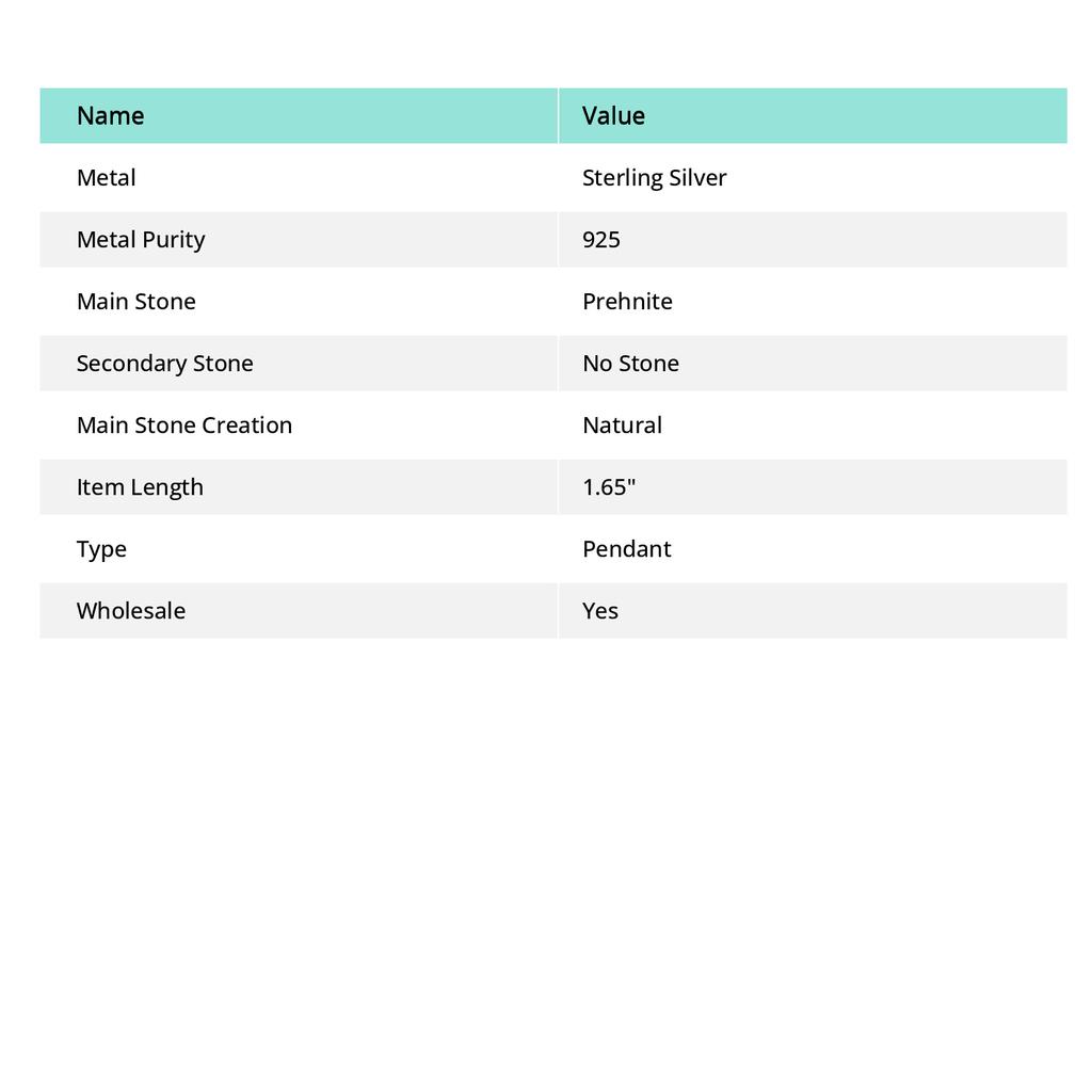 Natural Prehnite Gemstone Handmade 925 Sterling Silver Gift Pendant 1.65" L2l27