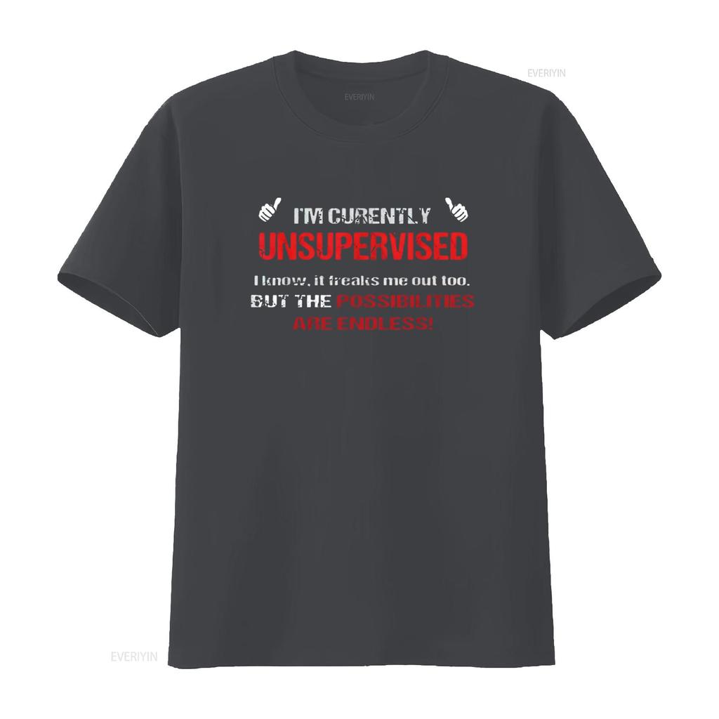 Currently Unsupervised Novelty Sarcastic Mens Funny T Shirt Black X Large vintage Washed Stylish homme Stretched Comfortable